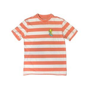 White/Pink Striped Tee, Size S